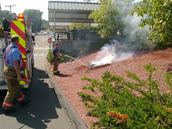 Milford firefighters at train station